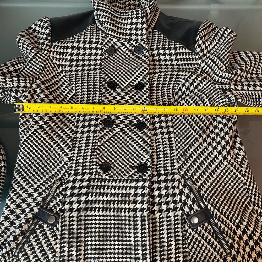 Ricki's Monochrome Houndstooth Trench Coat Jacket - Picture 10 of 15